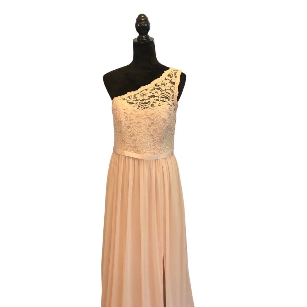 David’s Bridal One Shouldered Pink Gown size 10 - Picture 10 of 14